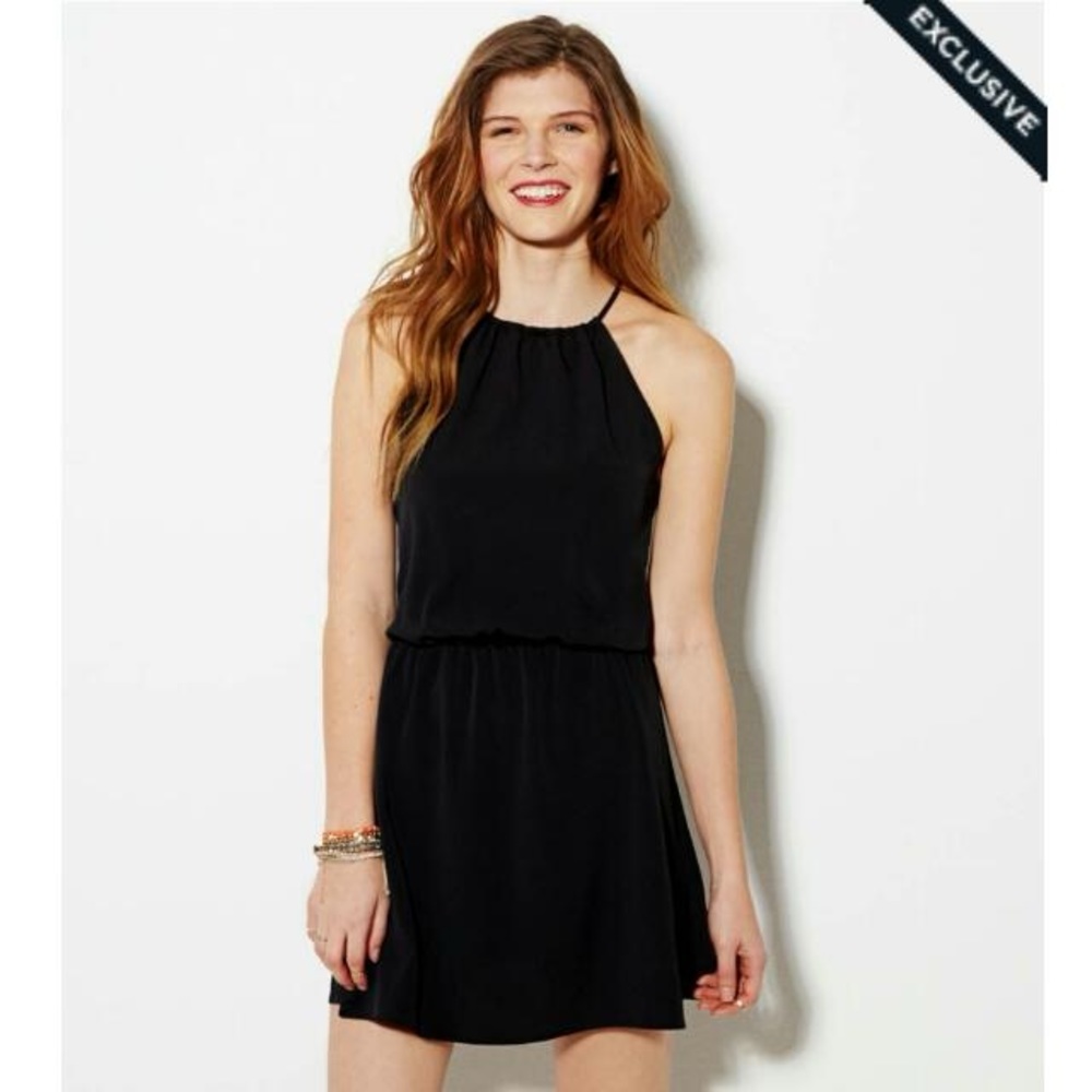 American Eagle black halter dress